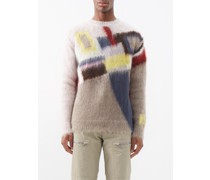 Abstract-intarsia Wool Sweater