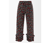 Talitha Tiered-cuff Printed Linen Trousers