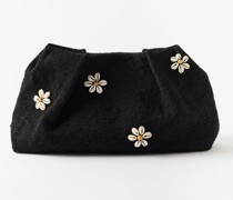 Medium Shell-embellished Sisal Clutch Bag