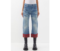 X Levi's Tartan-trimmed Cropped Jeans