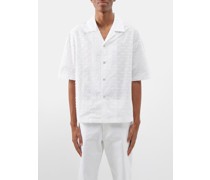 Textured Cotton-blend Short-sleeved Shirt