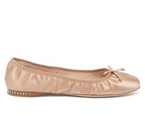 Crystal-heel Satin Ballet Flats