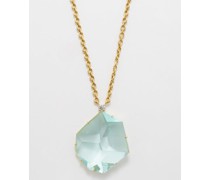 Gemmy Gem Diamond, Aquamarine & 18kt Gold Necklace