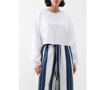 Soho Drawstring-cuff Cotton-poplin Blouse