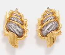 Shell Crystal 24kt Gold-plated Clip Earrings
