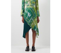 Sisterhood Pleated Bandana-print Crepe Skirt