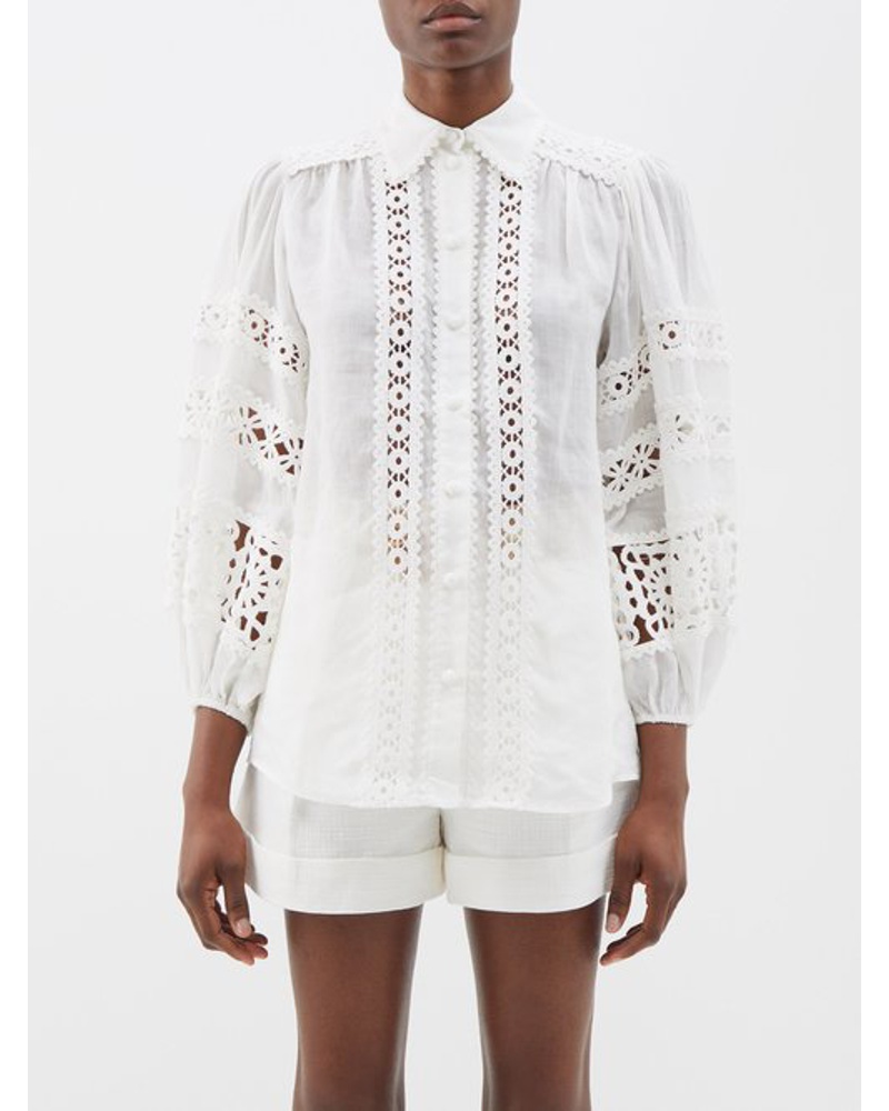 Zimmermann Damen Devi Cutaway-trim Ramie Blouse