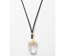 Quartz, Cord & 14kt Gold Necklace
