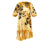 Liyah Floral-embroidered Velvet Midi Dress