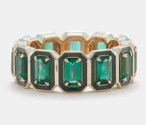 Cocktail Emerald, Enamel & 14kt Gold Ring