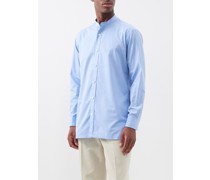 Stand-collar Slim-fit Cotton-poplin Shirt