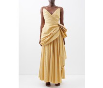 Draped Striped Cotton-poplin Dress
