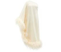 Ubud One-shoulder Feather-trimmed Dress