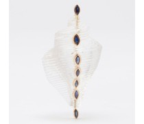 Shell Sapphire, Crystal Quartz & 18kt Gold Pendant
