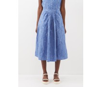 Yulia Embroidered Cotton Midi Skirt
