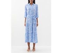 Paisley-print Belted Twill Maxi Dress