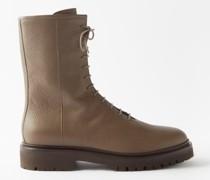 08 Lace-up Grained-leather Boots