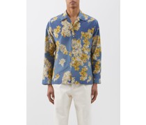 Daffodil-print Cotton-blend Habotai Shirt
