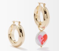 Heart Yin Yang Mismatched Gold-plated Earrings