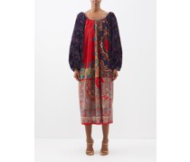 Raglan-sleeve Vintage Wool And Silk Midi Dress