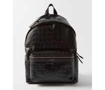 City Crocodile-effect Leather Backpack