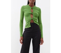 Twisted Cutout-front Ribbed Top