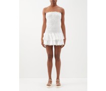 Megan Shirred-bodice Cotton-blend Mini Dress