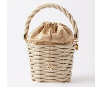 Ida Woven-leather And Satin Bucket Bag