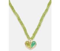 Sweetheart Beaded Emerald, Peridot & Gold Necklace