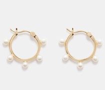 Pearl Dot 14kt Gold Hoop Earrings