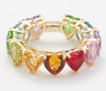 Rainbow Heart Sapphire & 9kt Gold Ring