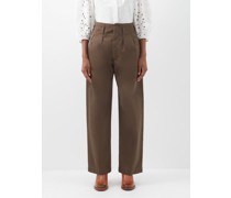 Pantalon taille haute en gabardine teinte Fiona