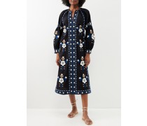 Shaina Embroidered Cotton-blend Midi Dress