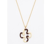 B Duo Enamel & 9kt Gold Necklace