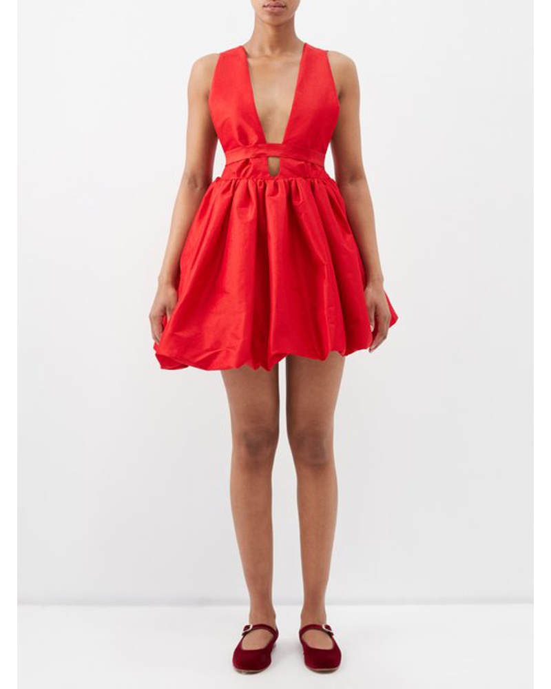 Kika Vargas Damen Hilma Plunge-neck Taffeta Mini Dress