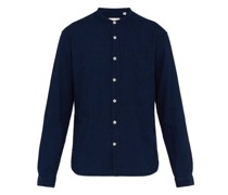 Stand-collar Washed-cotton Shirt