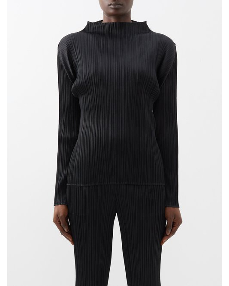 Issey Miyake Damen High-neck Technical-pleated Top