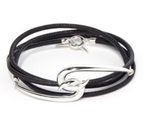Hook Sterling-silver & Leather Wraparound Bracelet