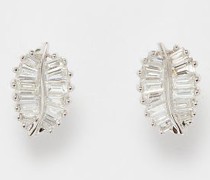 Palm Leaf Diamond & 18kt White-gold Earrings
