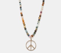 Peace Diamond & 18kt Gold Beaded Necklace