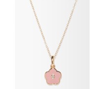 Flower Power Diamond, Enamel & 14kt Gold Necklace