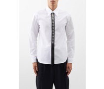 Floral Chainmail-trimmed Cotton-poplin Shirt