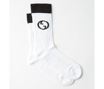 Logo-intarsia Ribbed Cotton-blend Jersey Socks