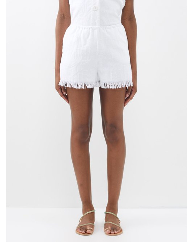 Eres Damen Sunset Menthol Flora-embroidered Terry Shorts Eres Damen Sunset Menthol Flora-embroidered Terry Shorts