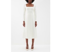 Glen Square-neckline Crepe Midi Dress