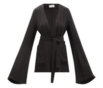 Bell-sleeve Silk-crepe Jacket
