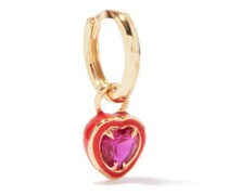 Heart Ruby Enamel & 14kt Gold Single Earring
