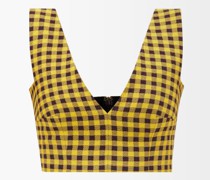 Joice Gingham-twill Cropped Top