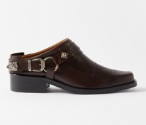 Harness Square-toe Leather Boots