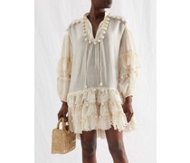 Lyre Tiered Broderie-anglaise Voile Mini Dress